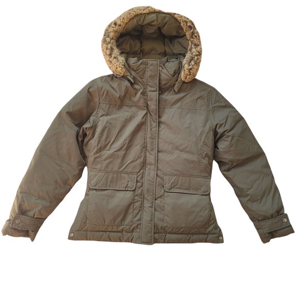 Columbia Army Green Down Feather Winter Removable Hood Puffer Jacket Sz. M - Picture 3 of 11